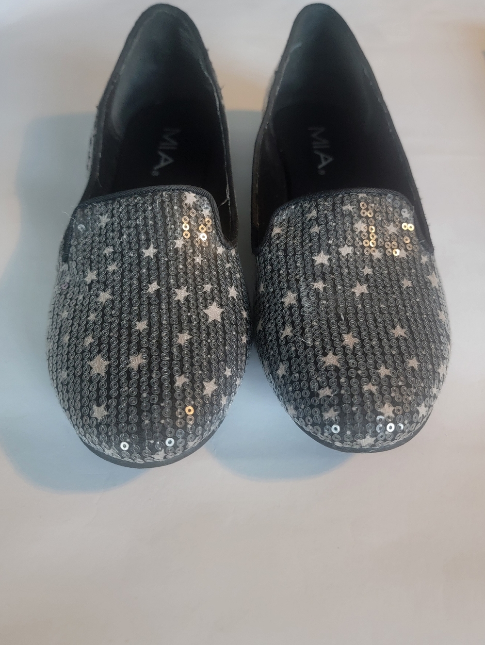 MIA Silver Sequin Star Slip-On Flats